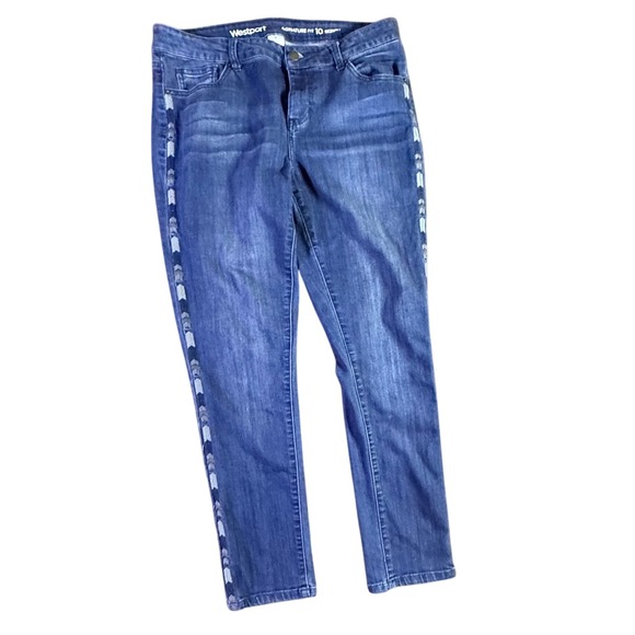 Westport Denim - Westport Signature Fit Skinny Jeans Women's Size 10 Blue Embellished Side Detail